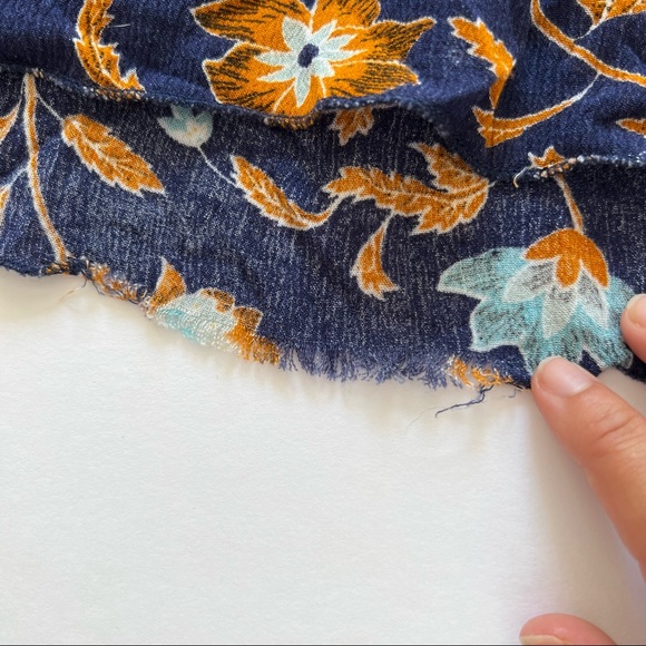 The Hanger | Blue & Gold Floral Crop Top Blouse - Picture 8 of 9